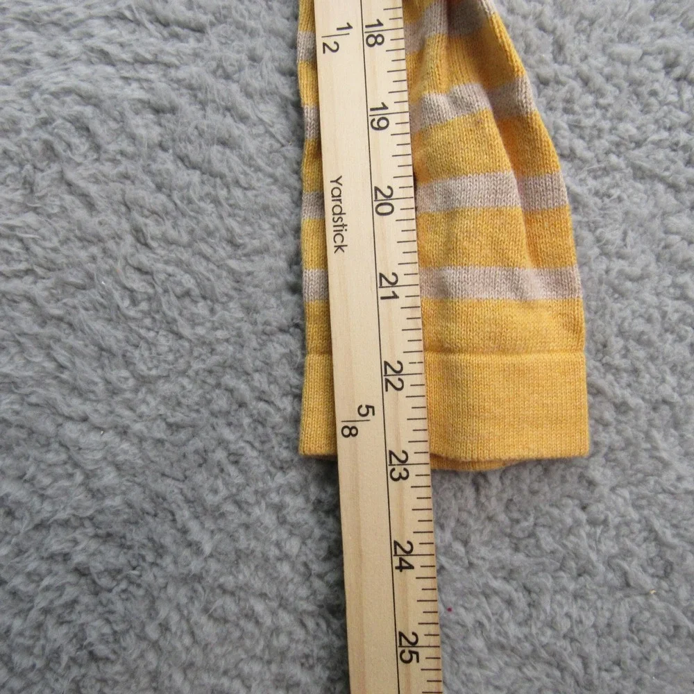 Croft & Barrow Women's Yellow‎ Striped Cotton Knit Top Button Detail Med
